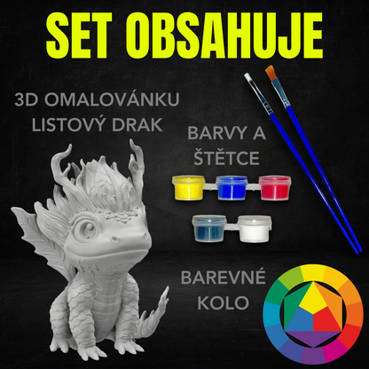 Listový drak - Set 3D omalovánky