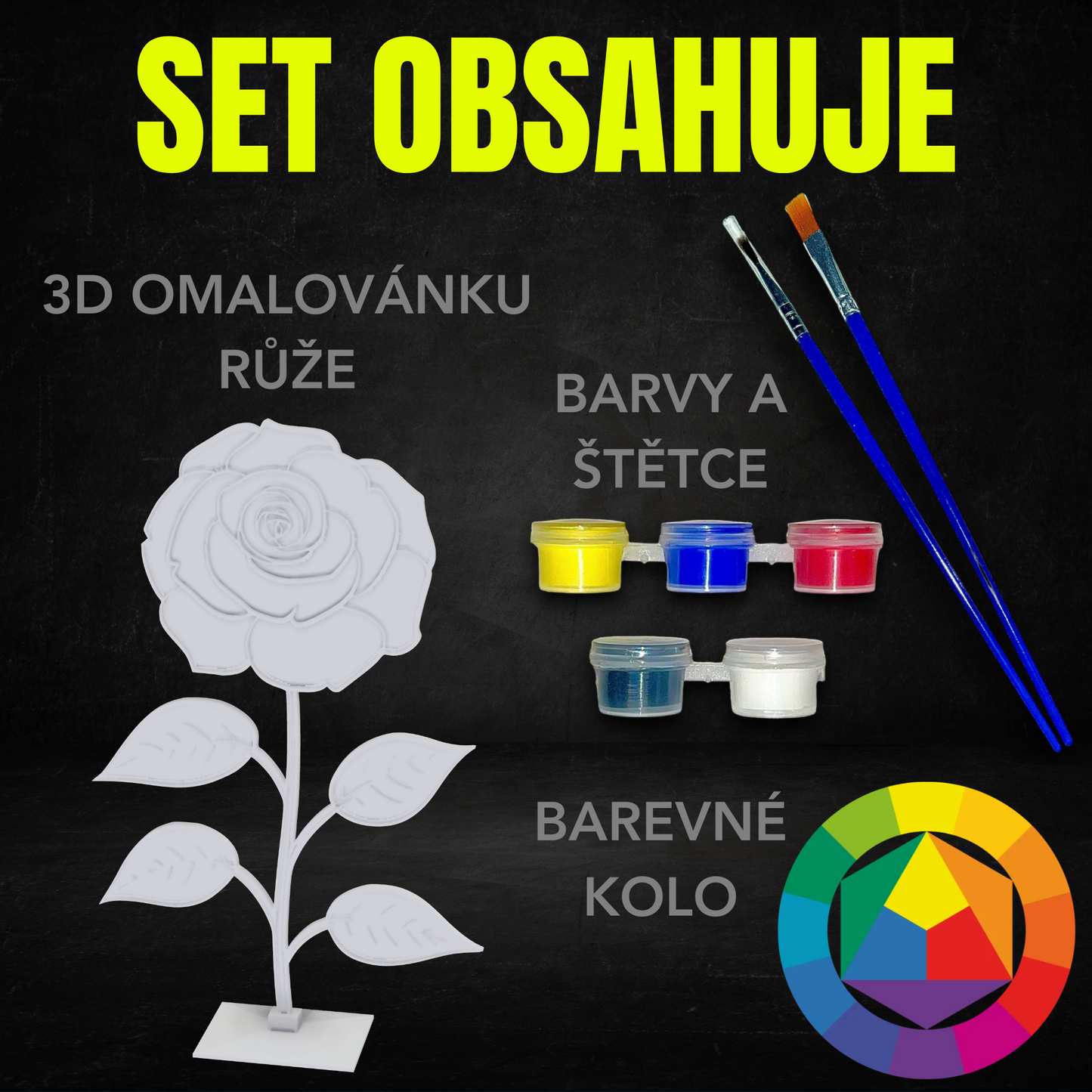 Růže - Set 3D omalovánky